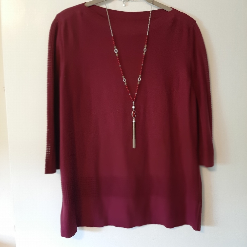 Raspberry colored boatneck sweater